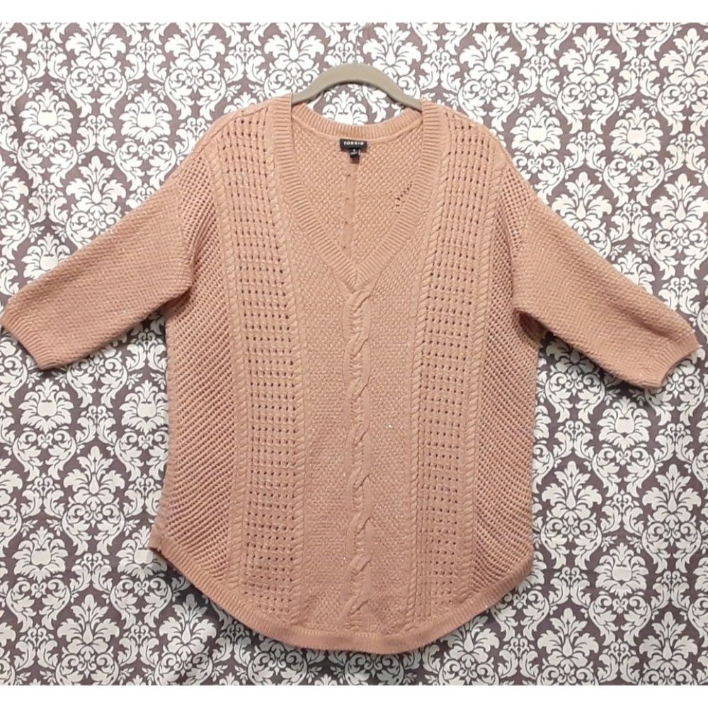 Torrid Blush Pink Cable Knit Sweater